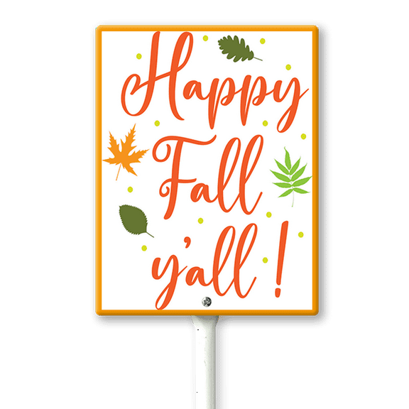 Eveokoki Fall Decorations Outdoor Happy Fall Y'all Aluminum Yard Sign with Stakes Autumn Harvest Lawn Sign Decor for Thanksgiving Holiday Garden Porch Yard Supplies, 7 x 8.8 Inch