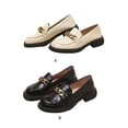 thumbnail image 3 of Jumpingount Mocasines con cadena de Metal británica para mujer, zapatillas antideslizantes a la moda, resistentes al desgaste, regalo exterior, Calzado Negro, 3 of 6