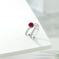 thumbnail image 4 of Gem Stone King 925 Sterling Silver Red Created Ruby and White Moissanite Wedding Engagement Band Bridal Set Ring for Women (1.49 Cttw, Gemstone July Birthstone, Available in Size 5, 6, 7, 8, 9), 4 of 5