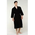 thumbnail image 2 of Mens Long Waffle Kimono Lightweight Turkish Cotton Robe, Hotel Spa Bathrobe for Man - Adult - Unisex - Black - XXL, 2 of 2