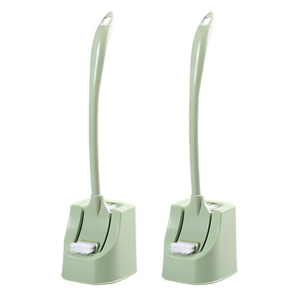 Advancent Juego de escobillas de baño de doble cara, 2 uds., depurador de limpieza de plástico que ahorra trabajo, cepillos curvos portátiles Suministros de limpieza para el hogar Verde
