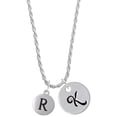 thumbnail image 1 of Delight Jewelry Silvertone Capital Letter - R - Pebble Disc - Silvertone Script Initial Disc - K - Charm Necklace, 20"+3", 1 of 4