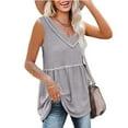 thumbnail image 7 of Womens Tank Tops V Neck Sleeveless Solid Color T Shirts Vest Summer Casual Comfy Peplum Tops Blouses Tunic Tank Shirts, 7 of 7