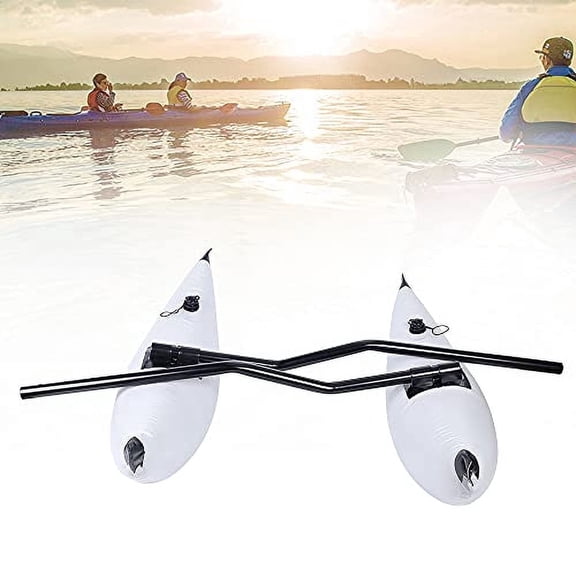 Kayak Outrigger Stabilizer, 2 PCS PVC Inflatable Pontoon Fishing Float Tube Kit, Alloy Adjustable Rod Floating Inflatable Outriggers Stabilizer Kit for Kayak Canoe Fish Fishing Boa