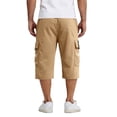 thumbnail image 5 of Domuza Cargo Shorts for Men Stretch Waist Below Knee Long Shorts Waterproof Relaxed Fit Hiking Capri Shorts with Mulit Pockets Khaki M, 5 of 5