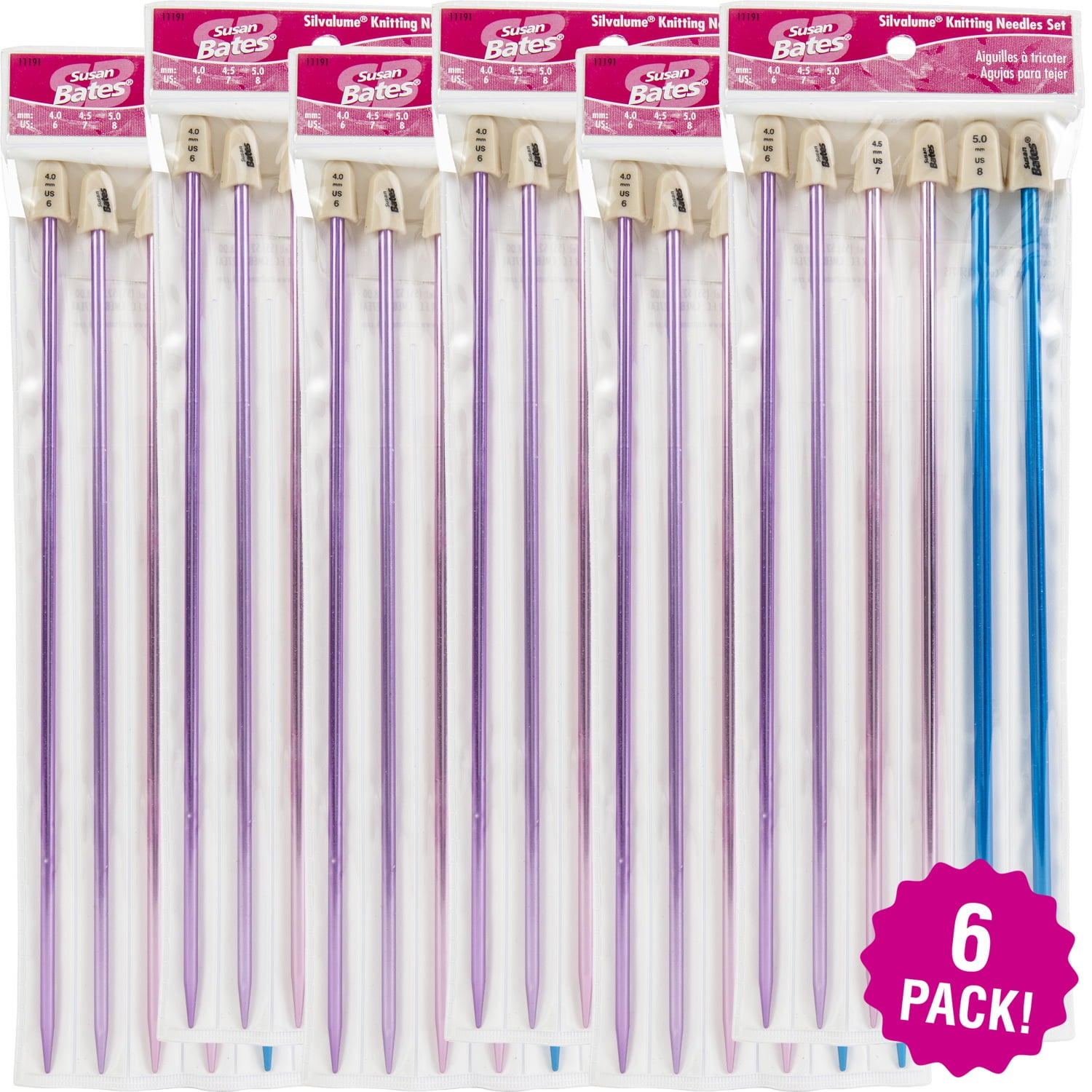 Silvalume Single Point Knitting Needles 10" Gift Set, Sizes 6, 7 & 8