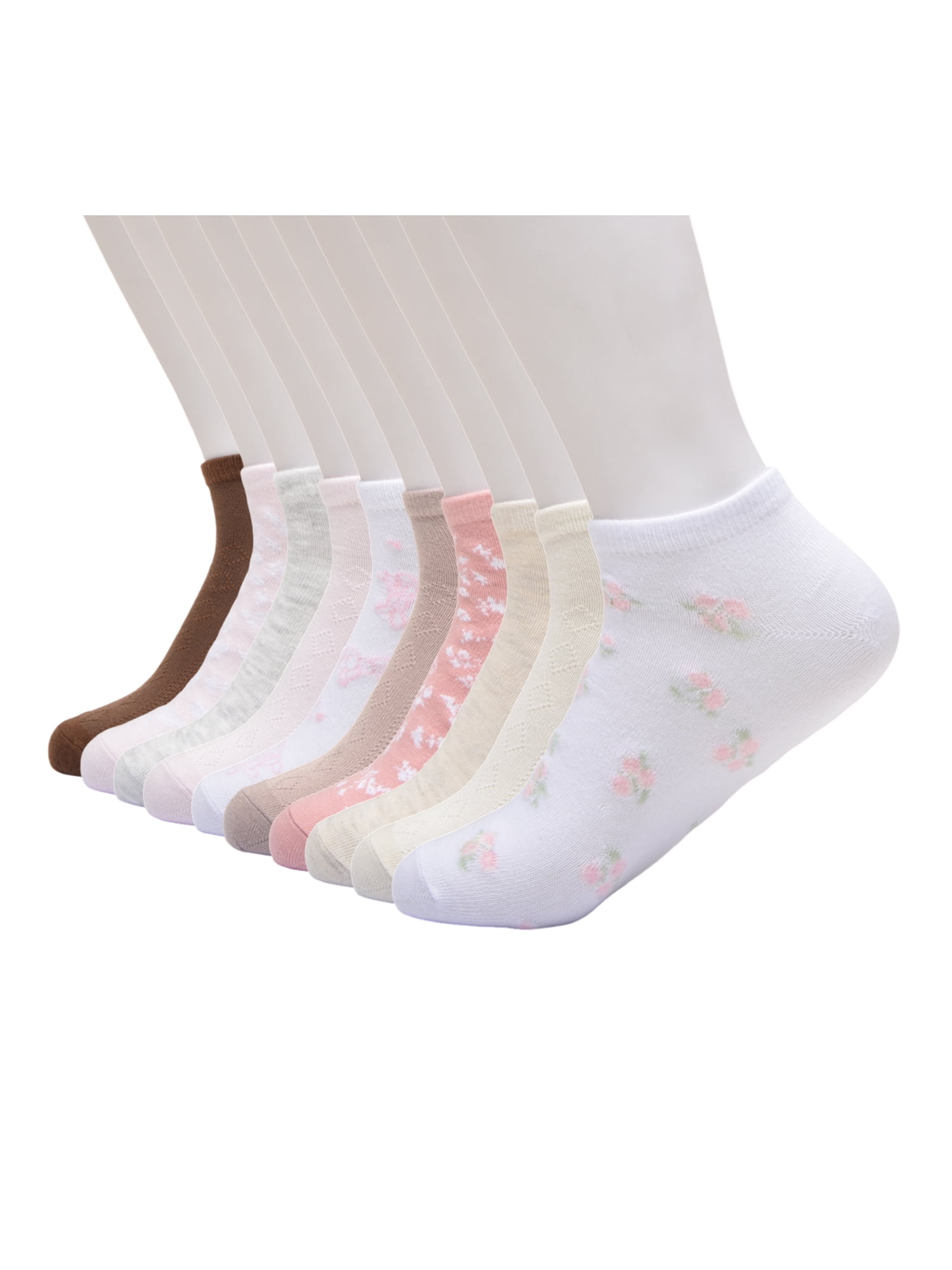 No Boundaries Women’s Low Cut Socks, 10 Pack, Shoe Sizes 4-10