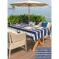 thumbnail image 5 of Outdoor Tablecloth with Umbrella Hole for Patio/Picnic/Party/Camping, Nautical Striped Waterproof Table Cloth Rectangle Table Cover Washable, Summer Coastal Ocean Navy Blue White (54"x 80"), 5 of 8