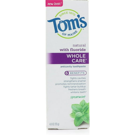 Tom's of Maine Whole Care Toothpaste with Fluoride, Spearmint 4 oz