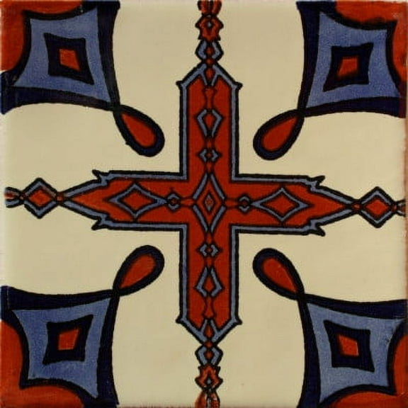 4.2x4.2 Zacapu Talavera Mexican Tile, Set of 9 pcs