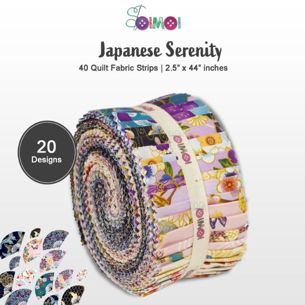 Soimoi Jelly Roll Fabric Strips for Quilting, Precut Fabric for DIY, 40 Strip Assorted Bundle, Jelly Roll For Scrapbooking, Perfect Quilting Fabric for Sewing, Craft, Home Decor- Japanese Serenity