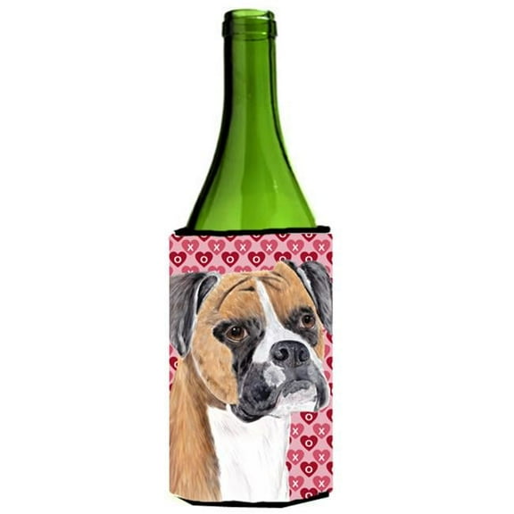 Boxer Hearts Love and Valentines Day Portrait Wine bottle sleeve Hugger