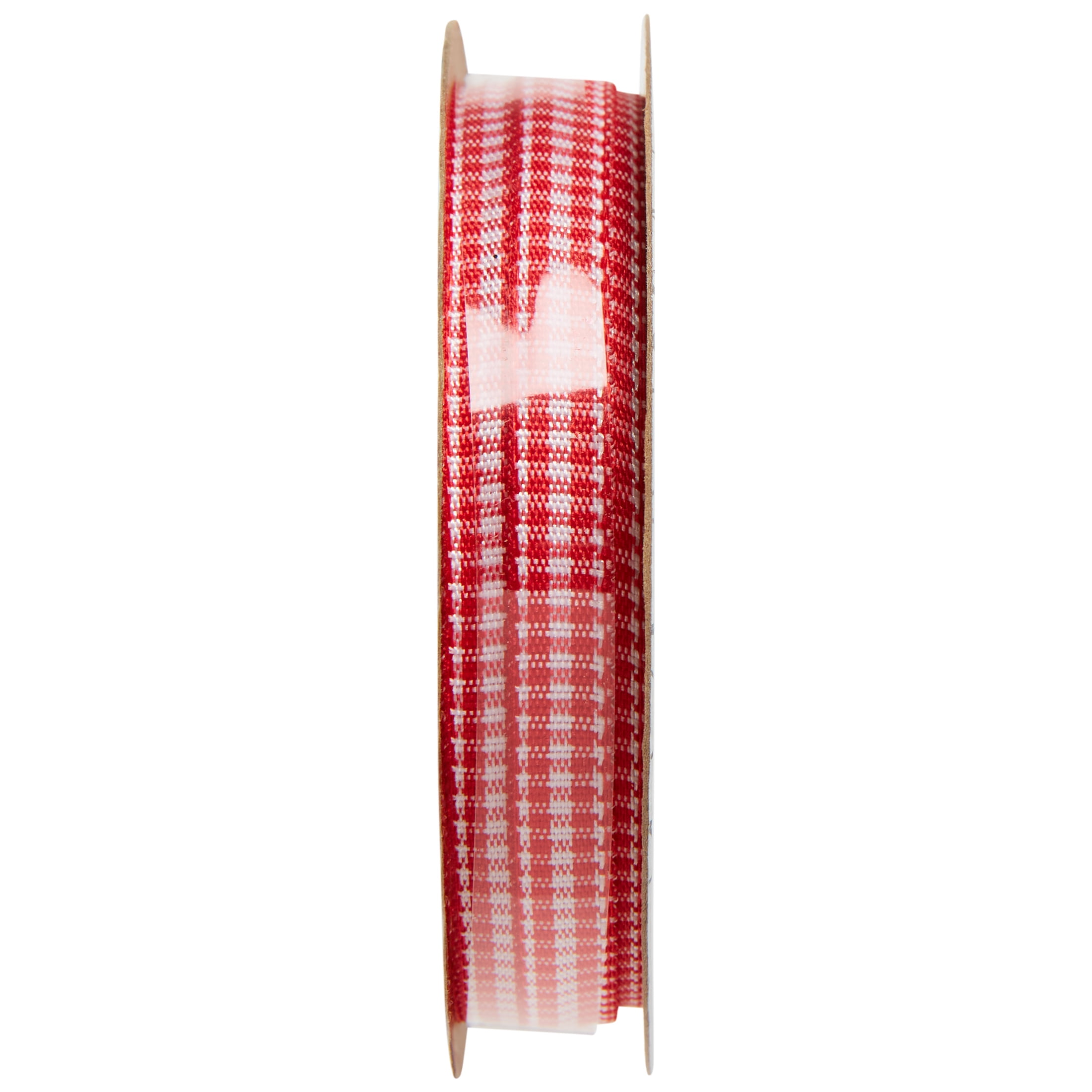 (4 pack) Offray Ribbon, Red and White 1/4 inch Microcheck Woven Ribbon, 12 feet