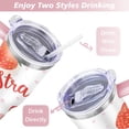 thumbnail image 5 of Cup with Handle and Straws 40 oz Stainless Steel Strawberry Travel Cup Birthday Present for Women Girls Daughter Mom Gifts for Him/Her Coffee Mugs, 5 of 7