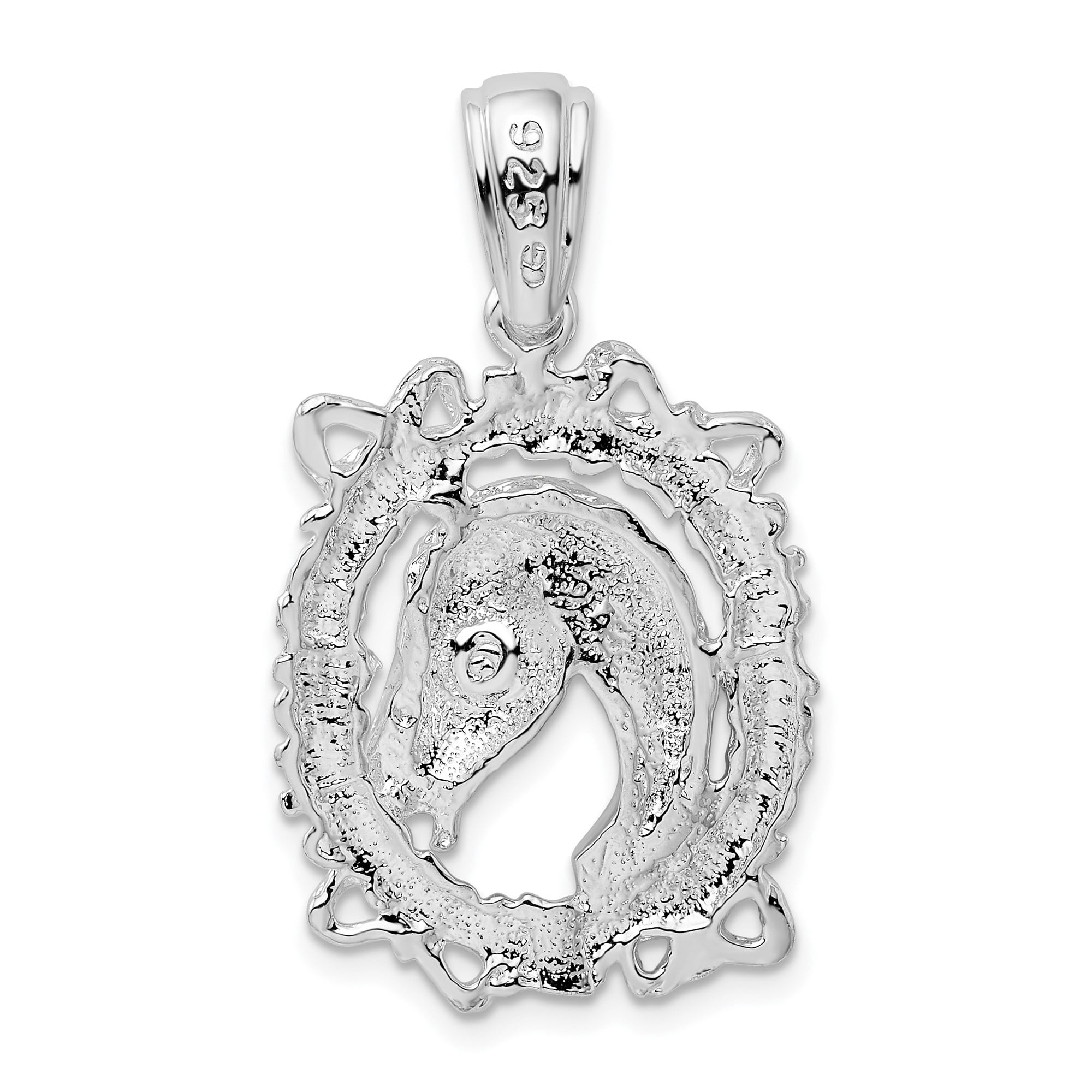 Sterling Silver Horse Head Pendant Necklace with Floral and Bow Accents for Women, Western Style Equestrian Jewelry for Animal Lovers
