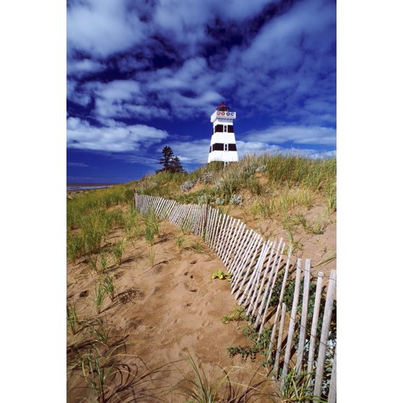 Lighthouse Cedar Dunes Provincial Park Prince Edward Island Canvas Art - David Nunuk Design Pics (22 x 34)