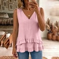 thumbnail image 5 of jjayotai Tank Tops for Women Casual V Neck Ruffle Hem Babydoll Tanks Sleeveless Flowy Peplum Tops, 5 of 6