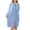 #183-Blue, variant on Women Hooded Bathrobe Solid Snap Up Short Sleeve Quick Dry Water Absorbent Sleepwear Nightgown