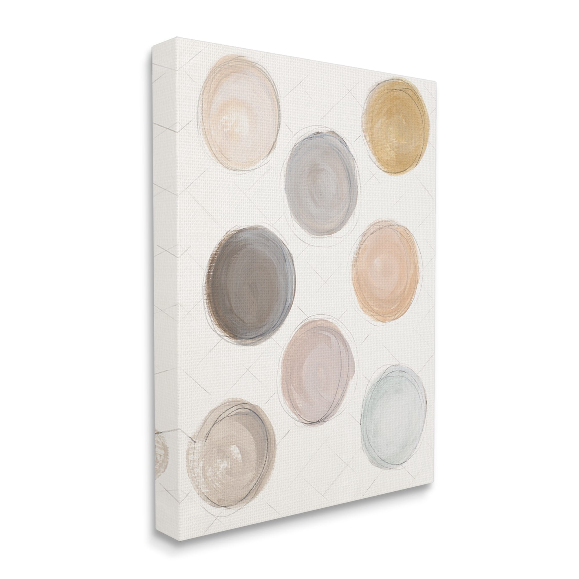 Stupell Industries Dull Paint Circles Quilted Beige Linen Backdrop,36 x 48, Design by Patricia Pinto