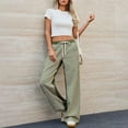 thumbnail image 4 of Women's Street Style Striped Wide Leg Jeans, Color Blocked Casual Loose Fit Straight Leg Denim Pants with Comfortable Stretch Fabric for Daily Wear, Entertainment and Fashion Outfits Green L, 4 of 8