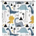 thumbnail image 3 of SPXUBZ Cartoon Dinosaur Shower Curtain Boys Cute Kids Funny Animal Graffiti Dino Multi Color Children Fabric Waterproof Home Bed Bathtub Decor 72x72 inches, 3 of 7
