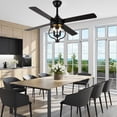 thumbnail image 2 of 48" Black Industrial Cage Ceiling Fan 6 Speed Reversible Motor with Remote Control and Light Kit 4 Blades 6 Speed, 2 of 13