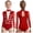 Red, variant on Gymnastics Leotards for Girls Long Sleeve Gold Buttons Bodysuit Dance Performance Marching Band Team Uniform Black 8