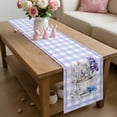 thumbnail image 6 of Spring Easter Table Runner 90 Inches Long for Kitchen Dining, Bunny Botanical Flowers Leaves Purple Check Dresser Scarf Farmhouse, Dining Table Decorations for Wedding/Parties, 13 x 90 In, 6 of 8