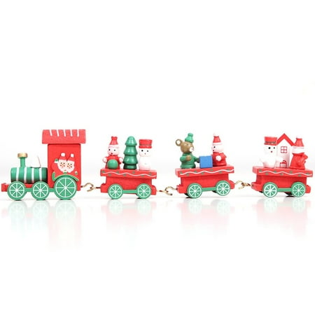 Christmas Train Painted Wooden Christmas Decoration With Santa