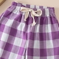 thumbnail image 4 of CONROSES Kids Boys Casual Pants Wide Leg Pant for Child Plaid Elastic Waist Drawstring Cozy Jogger Trousers with Pockets, 4 of 5