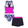 thumbnail image 2 of Aislor Kids Girls 3 Piece Tankini Swimsuit Floral Print Top with Boyshorts Bottoms Bathing Suit Swimwear, 2 of 7
