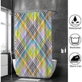 thumbnail image 4 of Coolnut Bath Shower Curtain Liners Colorful Chevron Plaid Tartan Texture 72x72in Polyester Waterproof with 12 Curtain Hooks, 4 of 6