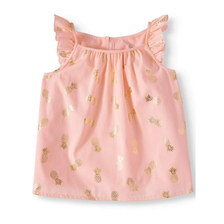 Wonder Nation Ruffle Sleeve Top (Toddler Girls) (Best Way For A Girl To Be On Top)