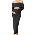 thumbnail image 2 of Stamzod Maternity Dress Womens One-Shoulder Long Sleeve Bodycon Wedding Guest Dress formal Long Pregnancy Dresses for Women Black S, 2 of 5