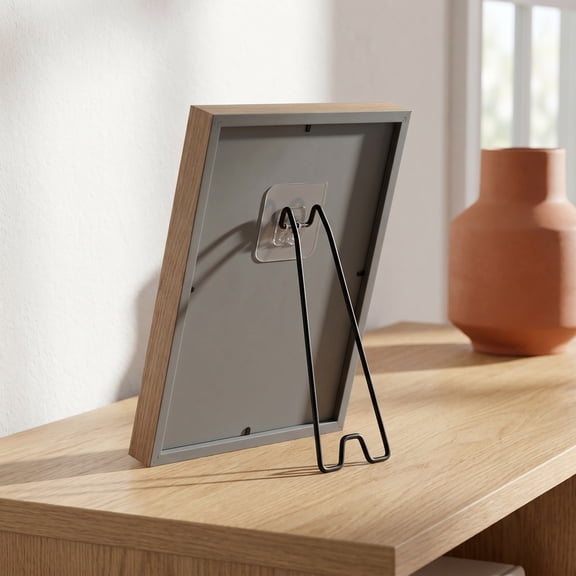 FENGGUIQU Adhesive Black Metal Easel Back Stand for Picture Frames with Easy Installation At Home