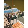 thumbnail image 2 of Square Outdoor Tablecloth with Umbrella Hole Oil Painted Wildflowers Outside Table Cloth Waterproof Patio Table Cover Sky Blue Coastal Floral Zipper Tablecloths for Picnic Party Camping 54x54 Inch, 2 of 8