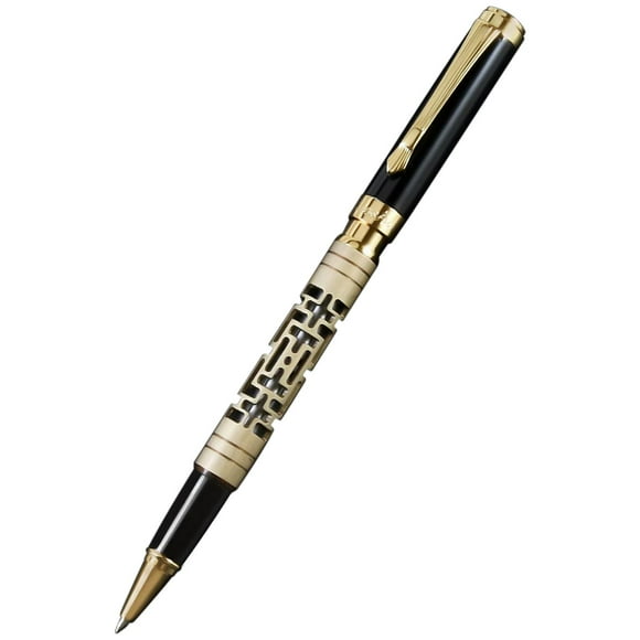 Pluma VentDepot GoldMazeB 1Pza 0.5mm Punta Dorado/Negro 1 Tinta Negra Acero Inoxidable Cartucho Rollerball