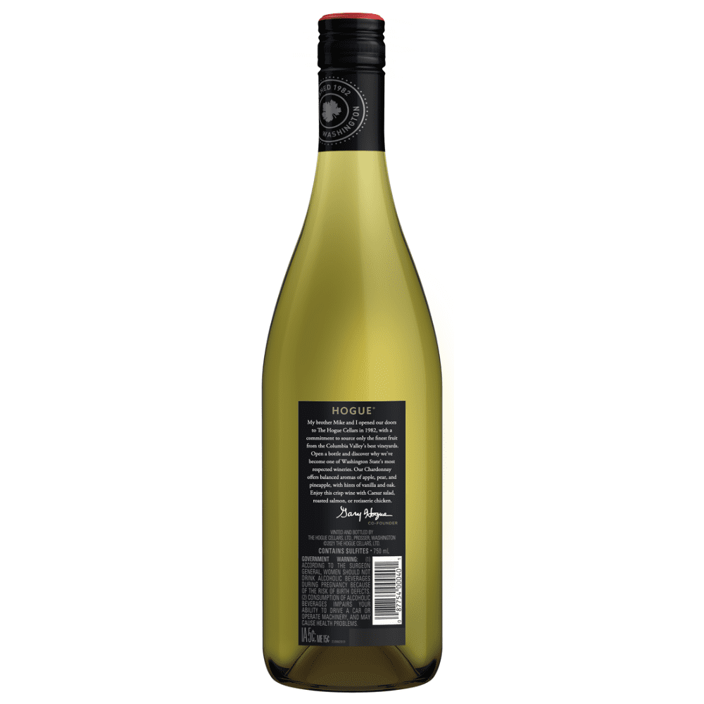 The Hogue Cellars Chardonnay Washington White Wine, 750 ml Bottle, 13.0% ABV