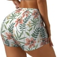 thumbnail image 2 of Sigee Lilies Flowers Print Women's High Waist Workout Shorts - Squat Proof, Tummy Control, Yoga and Gym Activewear-X-Large, 2 of 9