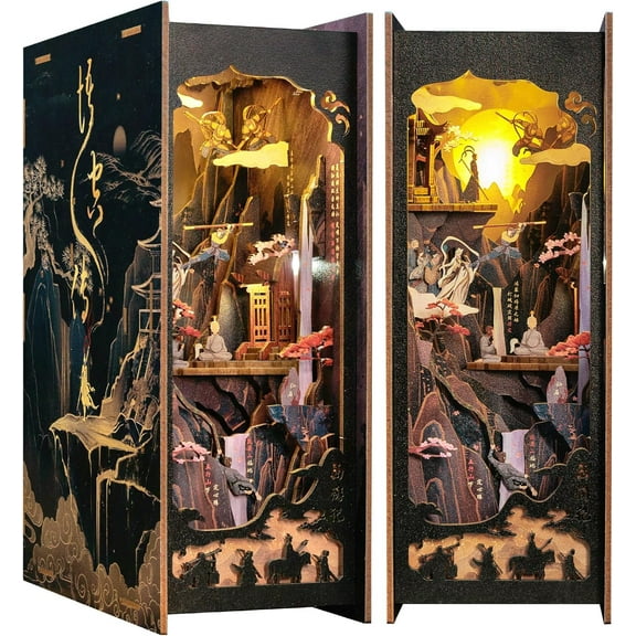 Book Nook Kit, DIY Booknook Miniature House Tiny House 3D Wooden Puzzle Dollhouse Kit for Adults and Teens, Bookshelf Insert Decor, DIY Craft Gift Model Build