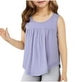 thumbnail image 1 of Girls Solid Ruffled Hem Tank Tops Kids Crew Neck Sleeveless Tops 4-14Y Casual Tees, 1 of 6