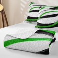 thumbnail image 4 of Erosebridal Geometric Stripe Twin Quilt Set, Green Black White Twin Coverlet Set, Reversible 2pcs 1 Bedspread and 1 Pillowcase, 4 of 7