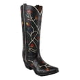 thumbnail image 2 of Rustic Western Black Tooled Leather Cowboy Boot With Rose Vines Vase Figurine, 2 of 6