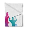 thumbnail image 2 of Youth Soft Flannel Fleece Blanket, Watercolor Group of Friends Jumping Human Silhouettes in Rainbow Colors Energy Print, Cozy Plush for Indoor and Outdoor Use, 50" x 60", Multicolor, by Ambesonne, 2 of 5