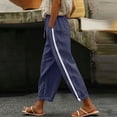 thumbnail image 5 of Hurxie Women Side Stripe Pants Y2k Elastic Waist Wide Leg Baggy Track Pant Lace Trim Parachute Pants with Pockets Navy,L, 5 of 7