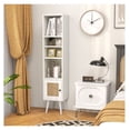thumbnail image 2 of Rattan Storage Cabinet, 4 Tier Slim Design Wood Cabinet with Doors & Shelves, Natural Rattan Accent Cabinet for Living Room, Bedroom, Entryway - 11.5"x11.5"x54", Black, 2 of 9