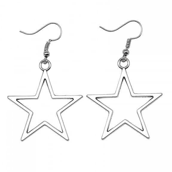 DESIGNICE Simple Fashion Large Star Pendant Earrings for Women Hollow Out Star Drop Dangle Earrings Silver Ear Hook Jewelry Birthday Gift Star Earrings