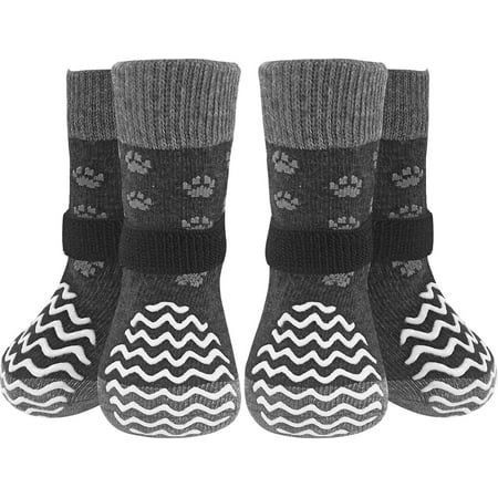 6Pcs Anti Slip Dog Socks to Prevent Licking Paws Winter Dog Boots & Paw Protectors Dog Booties for Hardwood Floors with Grippers Dog Shoes for Hot Pavement Small Medium Large Senior Dog
