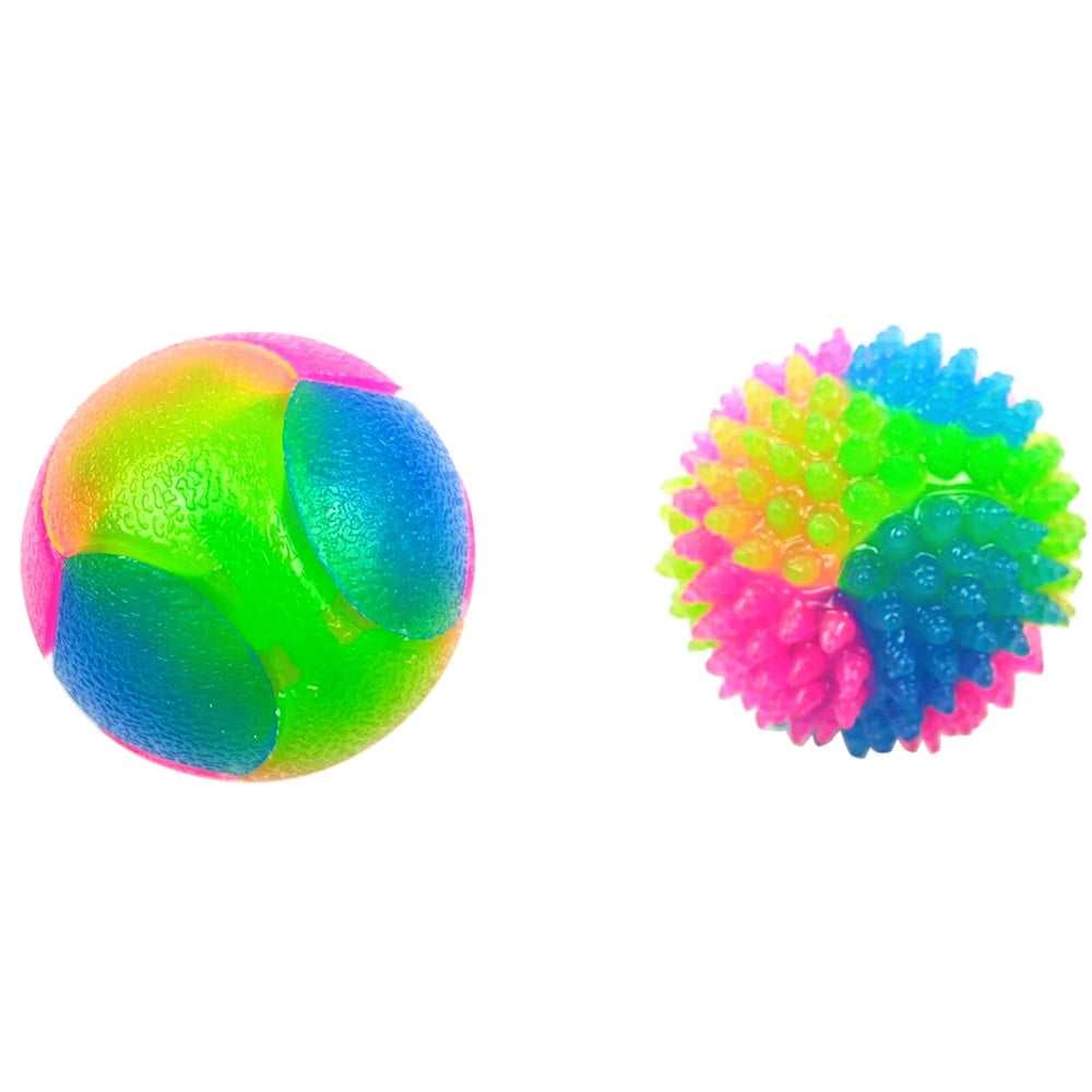 2PCS Light up Dog Ball Elastic Flashing Ball Glowing Interactive Dog Toy Ball Flash LED Dog Ball