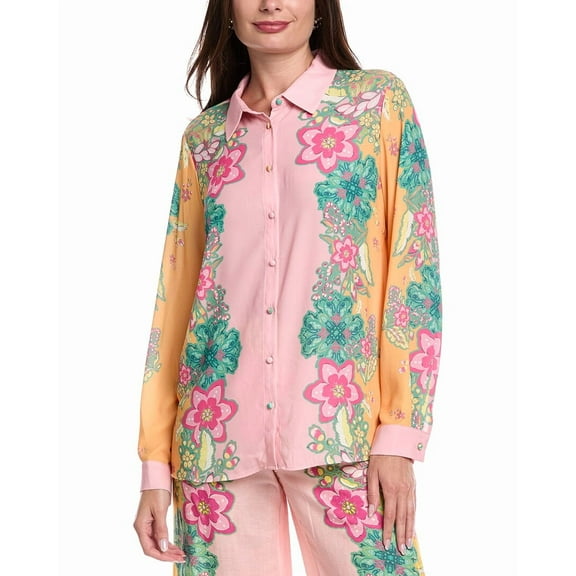 T Tahari womens  Button Blouse, xs, Pink